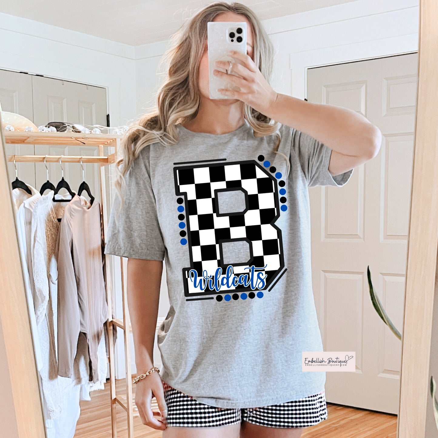 Wildcats - Black Checkered B Tee