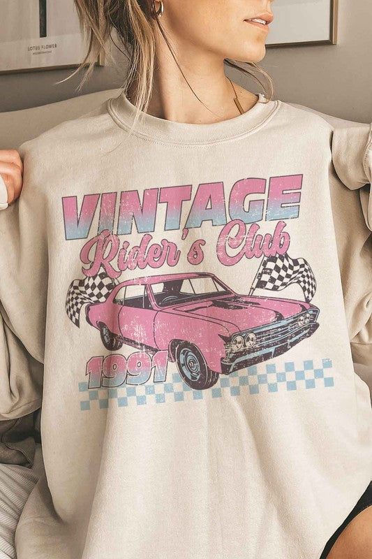 VINTAGE RIDERS CLUB OVERSIZED GRAPHIC SWEATSHIRT