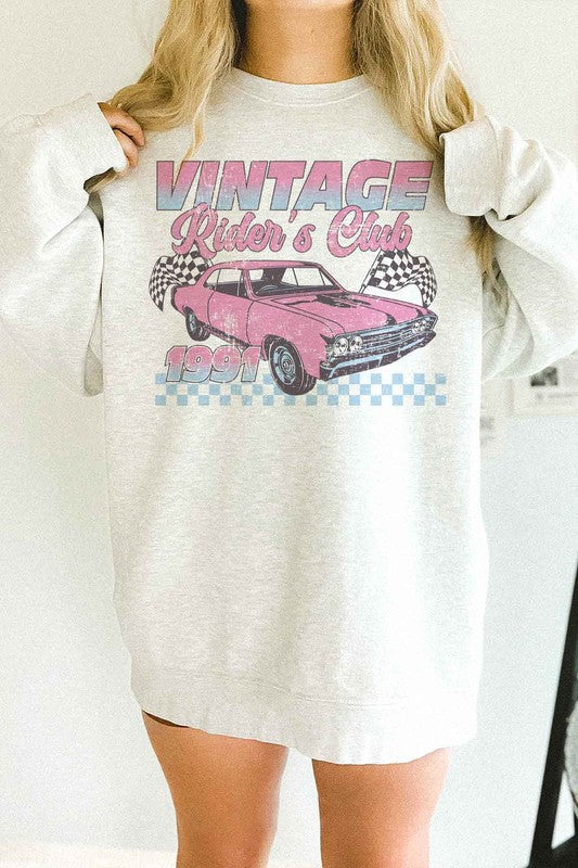 VINTAGE RIDERS CLUB OVERSIZED GRAPHIC SWEATSHIRT