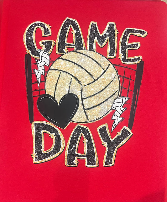 Volleyball - Game Day Faux Black & Gold Glitter - tee or sweatshirt