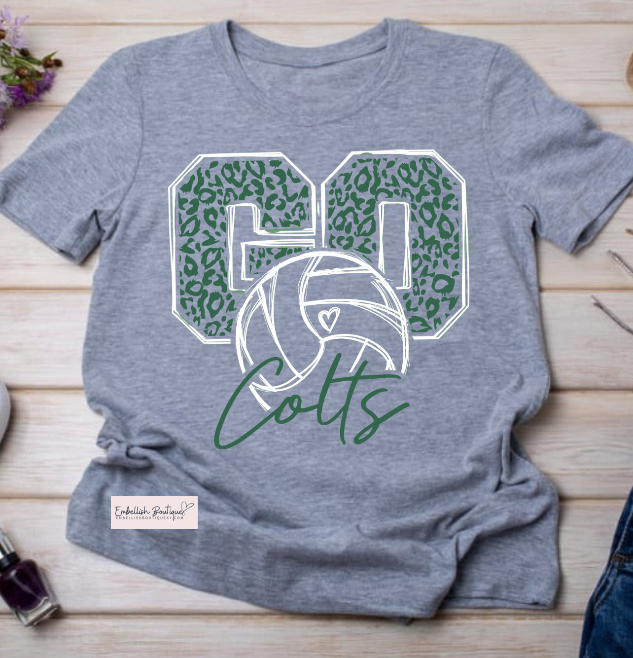 Go Colts (green) - Volleyball Shirt - Mascot tee, sweatshirt or hoodie