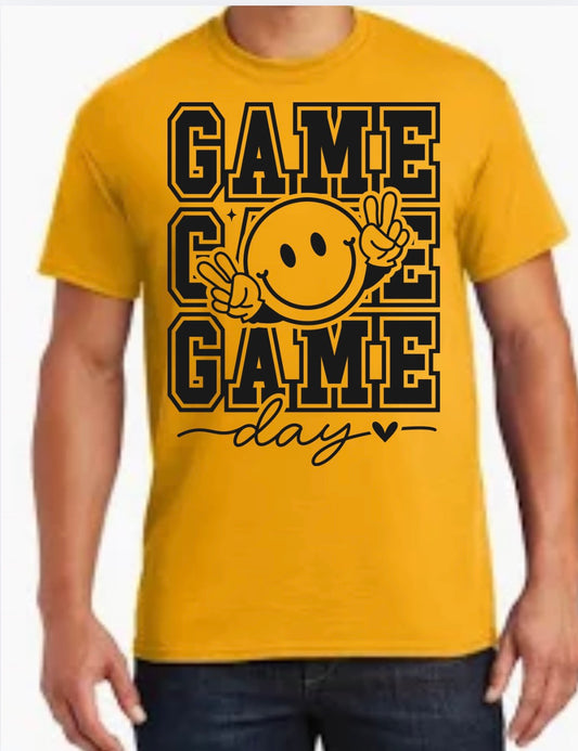 Game Day Smiley - Tee, Sweatshirt or Hoodie