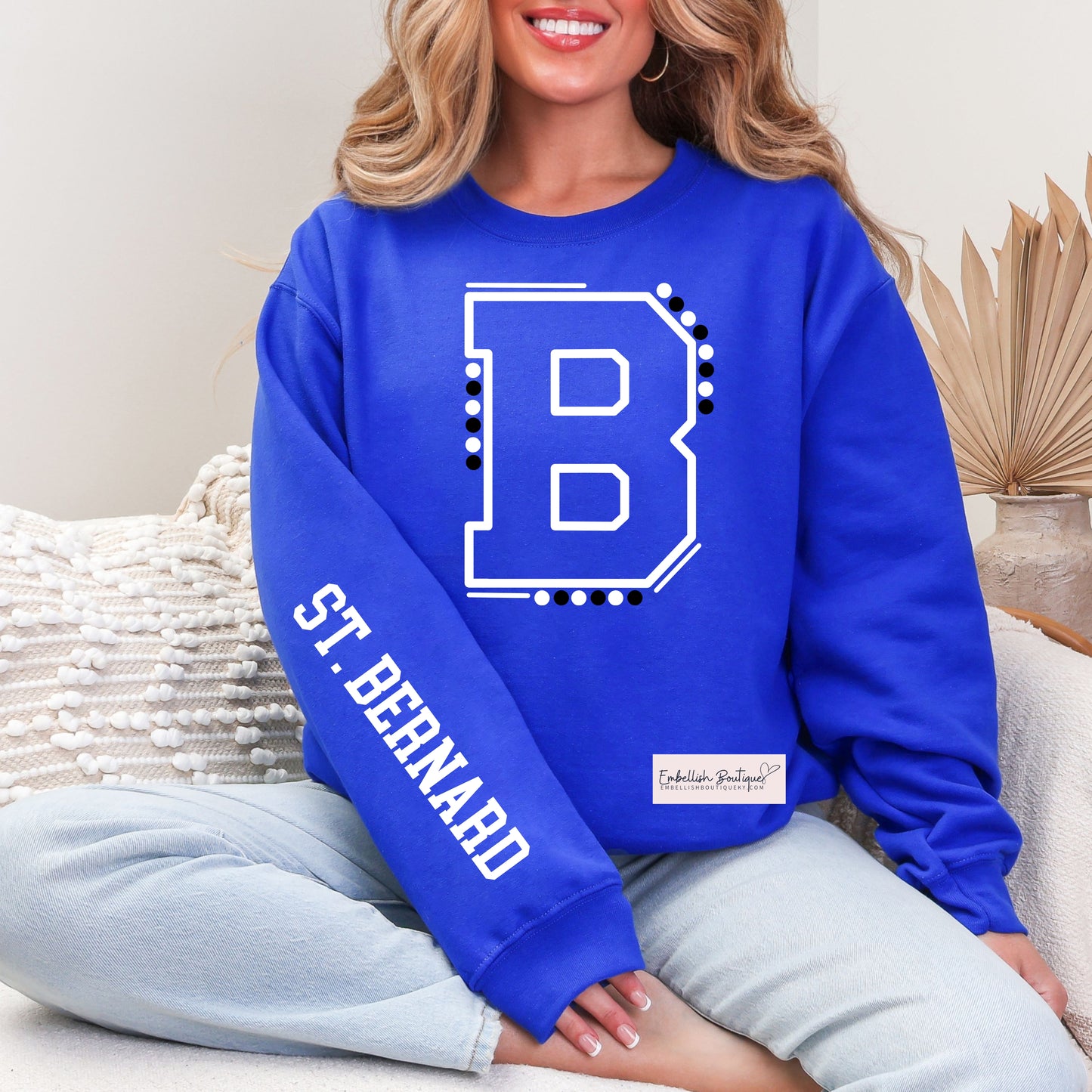 CUSTOM - Initial & School/Team Name Sweatshirt