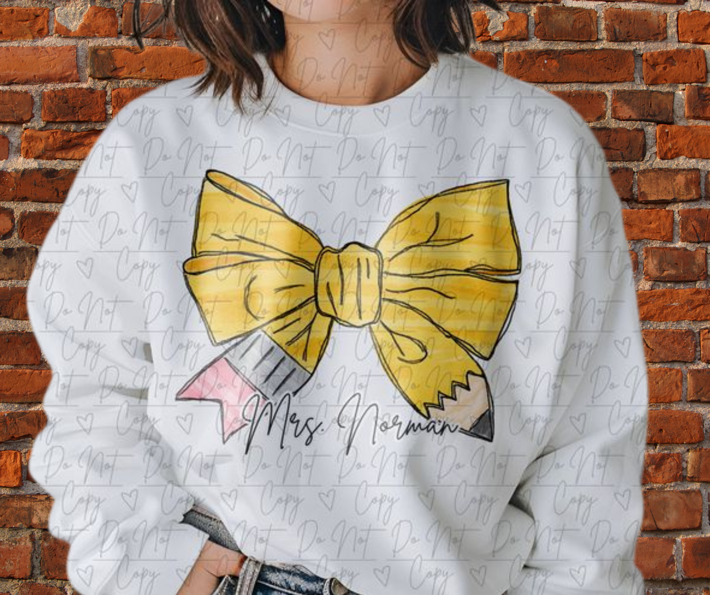 Custom Name - Pencil Bow Tee - Back To School