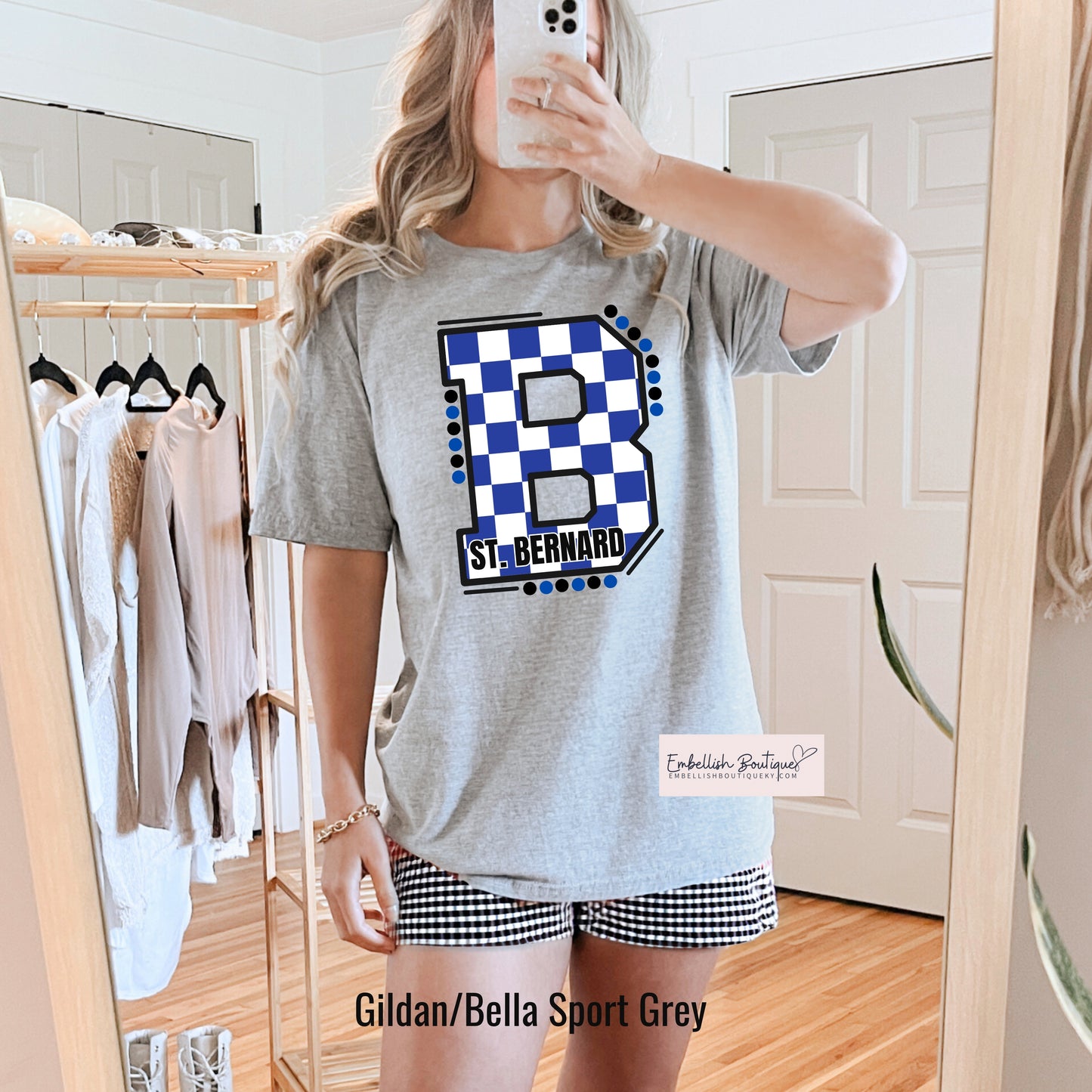 St. Bernard - Blue Checkered B Tee