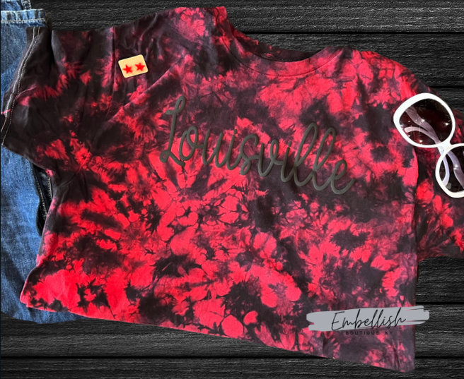 Louisville or Cards Puff Tee or Hooded Sweatshirt - Tie Dye