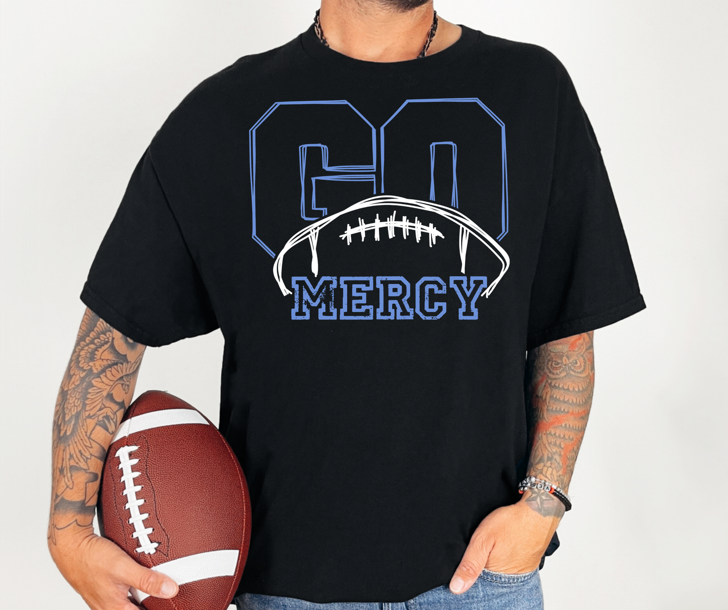 Go Mercy - Unisex Football Tee - 2 colors to choose from - tee, sweatshirt or hoodie
