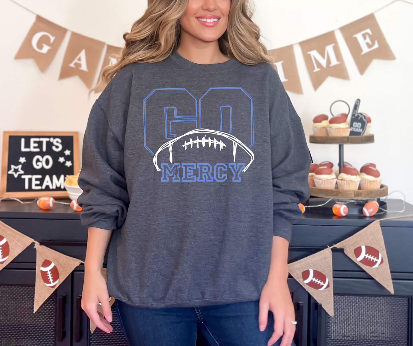 Go Mercy - Unisex Football Tee - 2 colors to choose from - tee, sweatshirt or hoodie