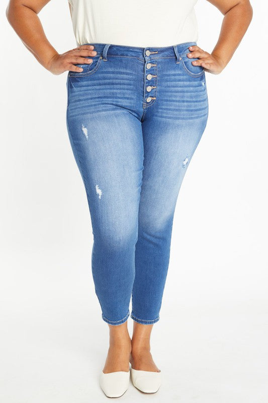 CURVY DESTRUCTED ANKLE SKINNY JEAN