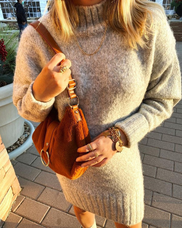 Brown Vegan Fur Shoulder Bag