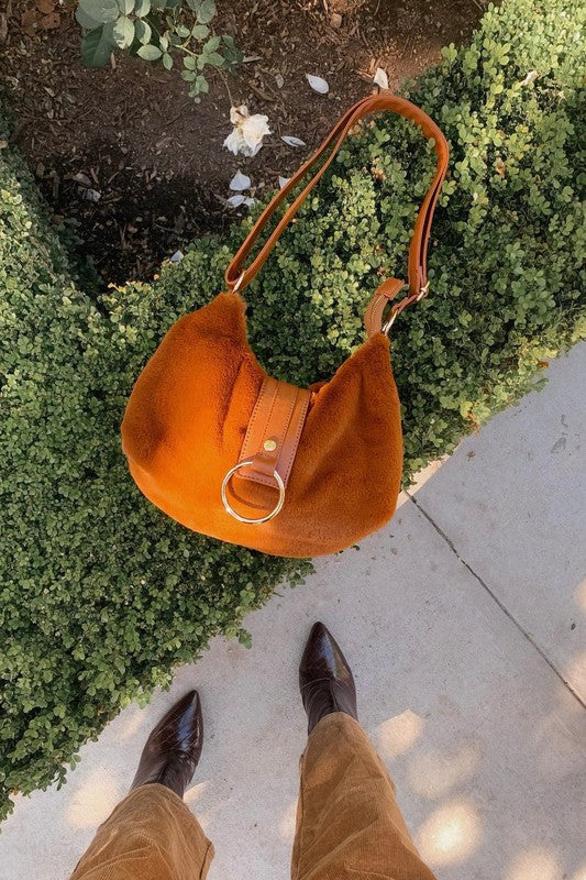 Brown Vegan Fur Shoulder Bag