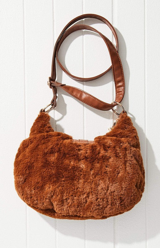 Brown Vegan Fur Shoulder Bag