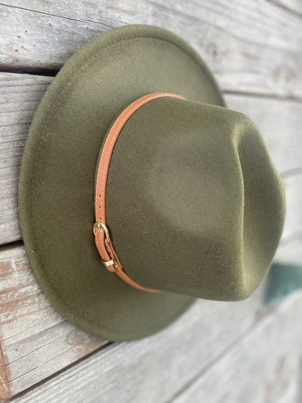 VEGAN FELT PANAMA WITH LEATHER BELT