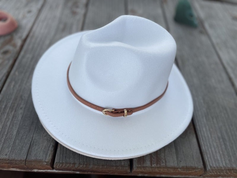 VEGAN FELT PANAMA WITH LEATHER BELT