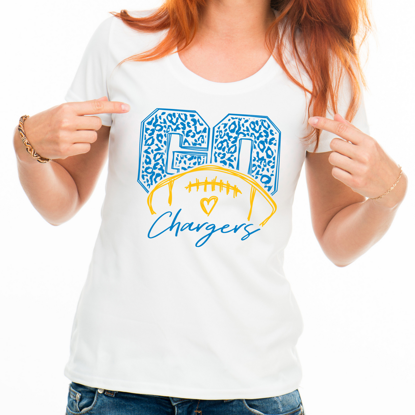 Go Chargers - Leopard Football - Royal/Yellow - $10 SALE