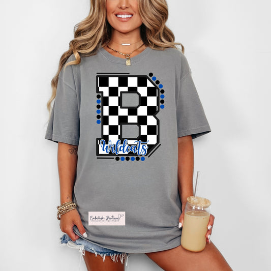 Wildcats - Black Checkered B Tee