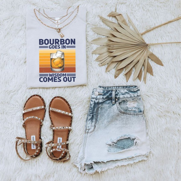 Bourbon Goes In Wisdom Comes Out Softstyle Tee