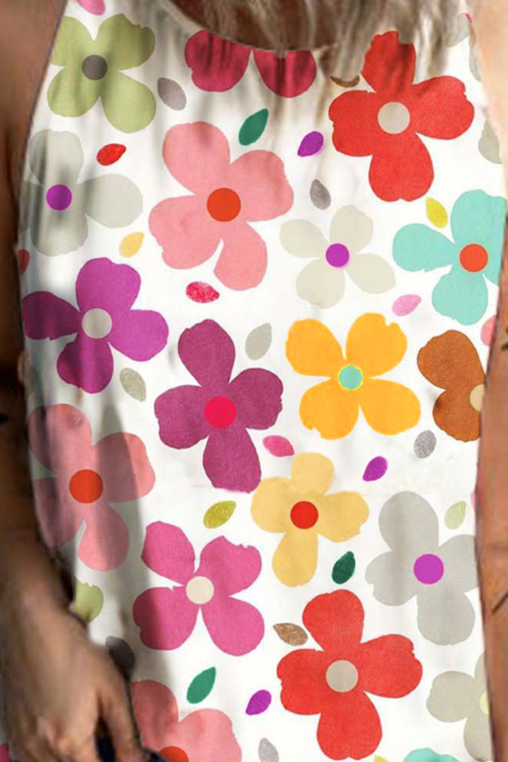 Flower Printed Round Neck Tank