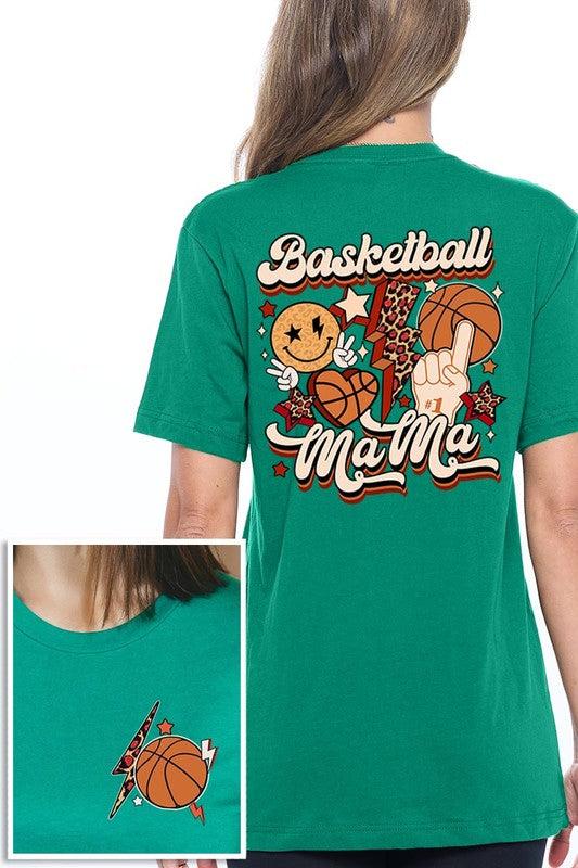 Retro Basketball Mama Front Back Graphic T Shirts