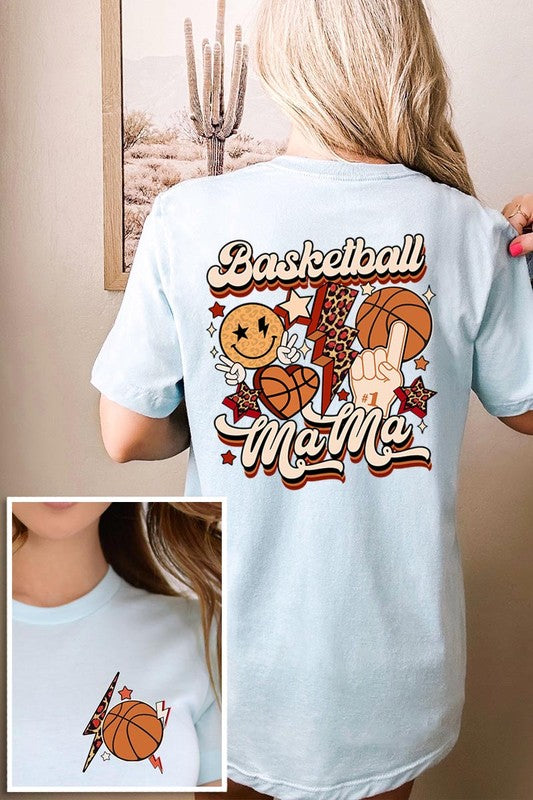 Retro Basketball Mama Front Back Graphic T Shirts