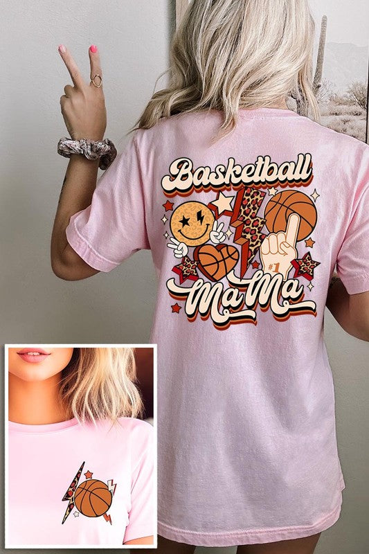 Retro Basketball Mama Front Back Graphic T Shirts