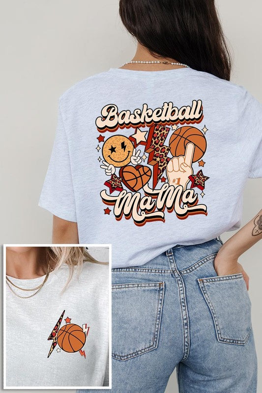 Retro Basketball Mama Front Back Graphic T Shirts