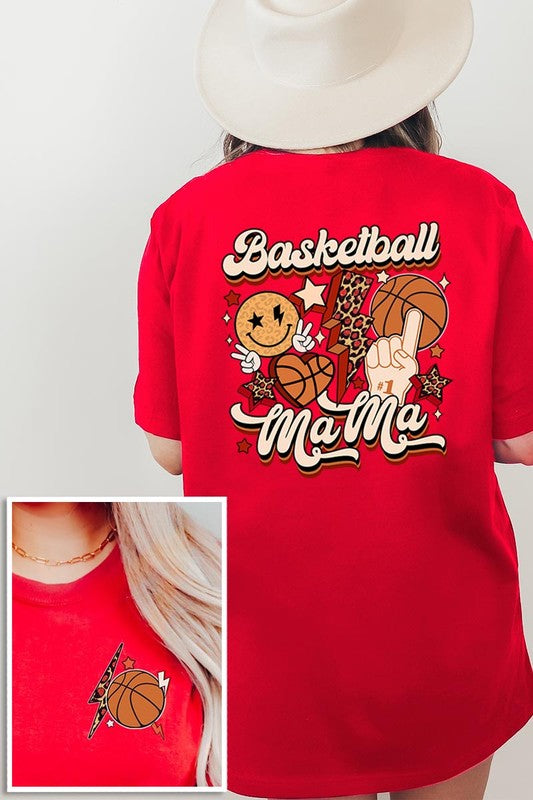 Retro Basketball Mama Front Back Graphic T Shirts