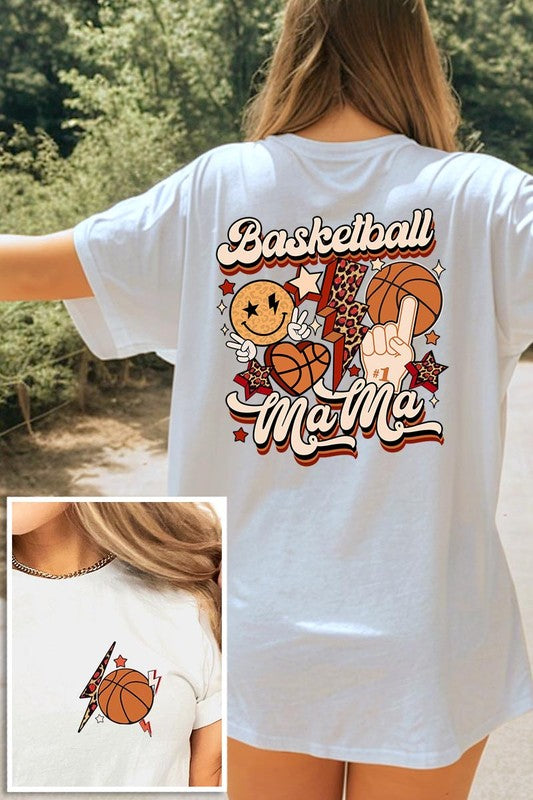 Retro Basketball Mama Front Back Graphic T Shirts