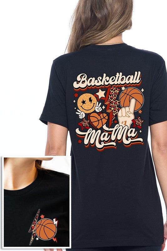 Retro Basketball Mama Front Back Graphic T Shirts