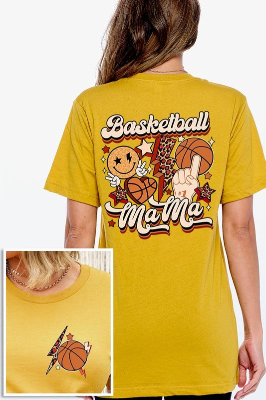 Retro Basketball Mama Front Back Graphic T Shirts