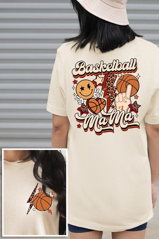 Retro Basketball Mama Front Back Graphic T Shirts