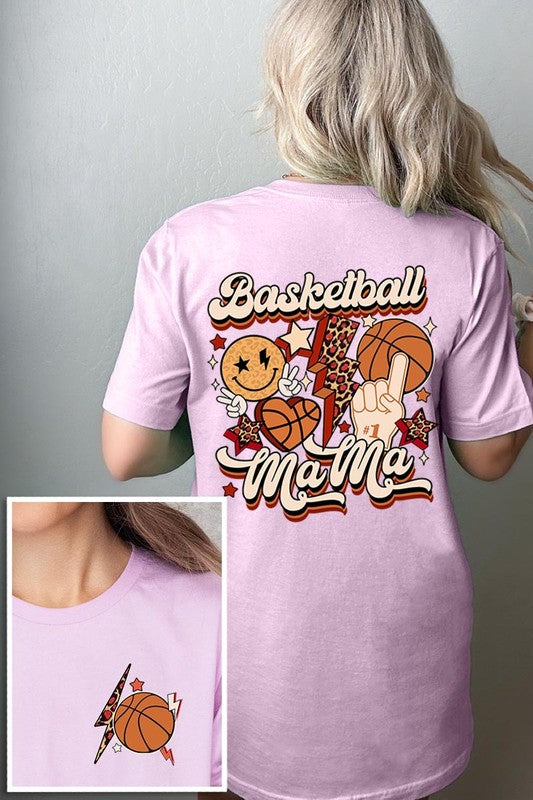 Retro Basketball Mama Front Back Graphic T Shirts