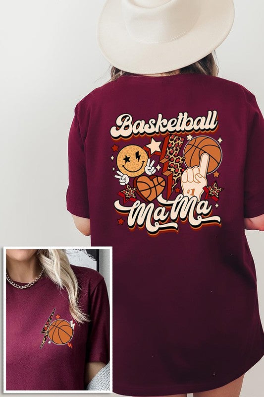 Retro Basketball Mama Front Back Graphic T Shirts