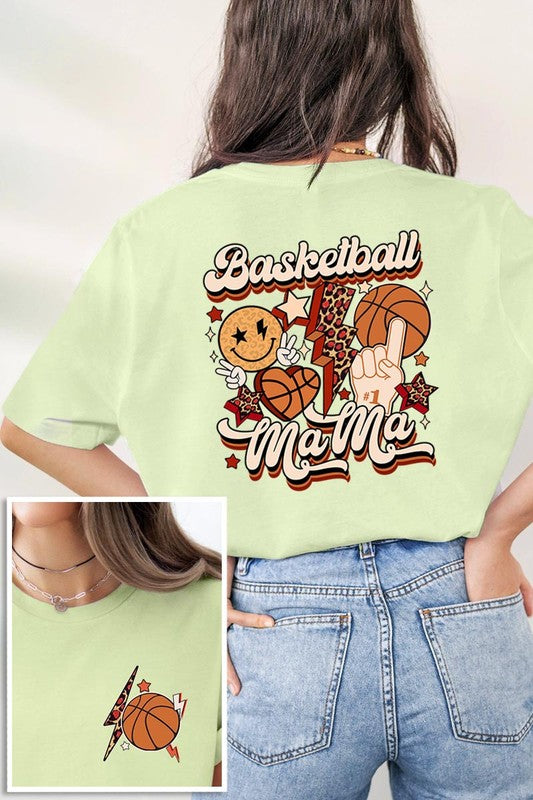 Retro Basketball Mama Front Back Graphic T Shirts