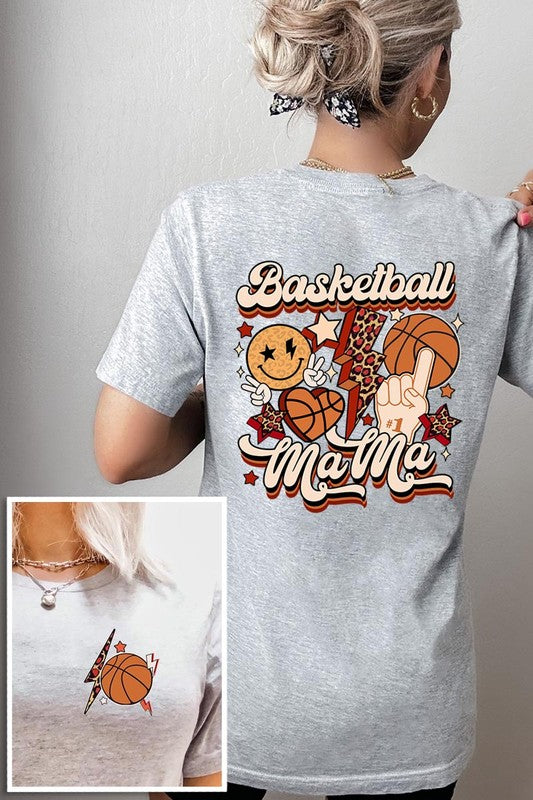 Retro Basketball Mama Front Back Graphic T Shirts