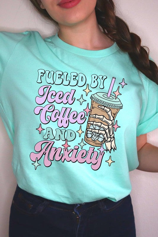 Iced Coffee Anxiety Skeleton Graphic T Shirts