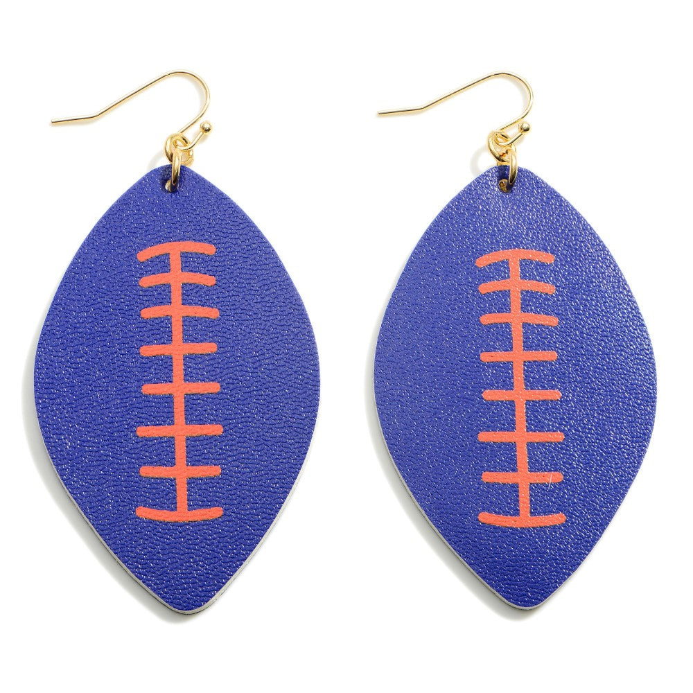 Football Spirit Wear Faux Leather Dangle Earrings in Team Colors S