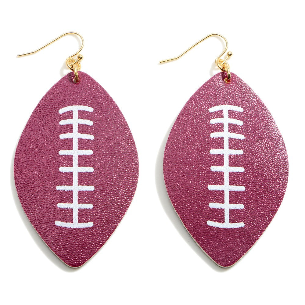 Football Spirit Wear Faux Leather Dangle Earrings in Team Colors S