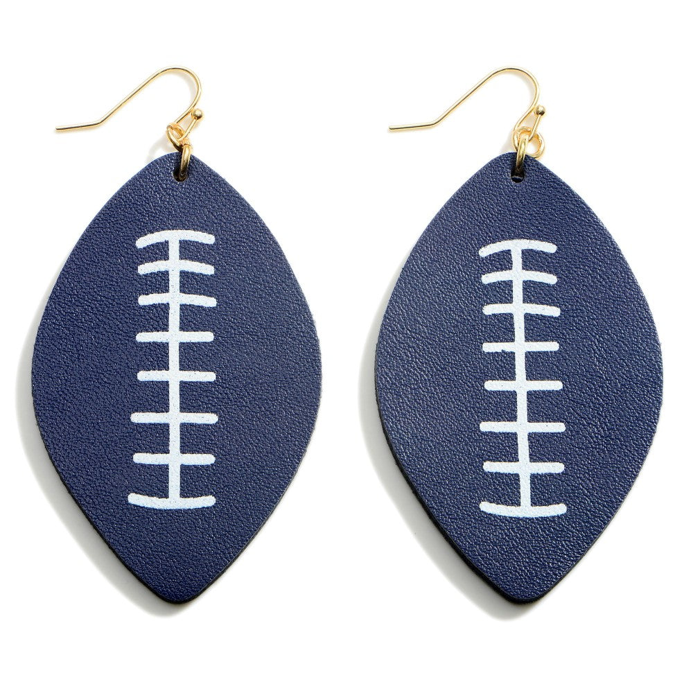 Football Spirit Wear Faux Leather Dangle Earrings in Team Colors S