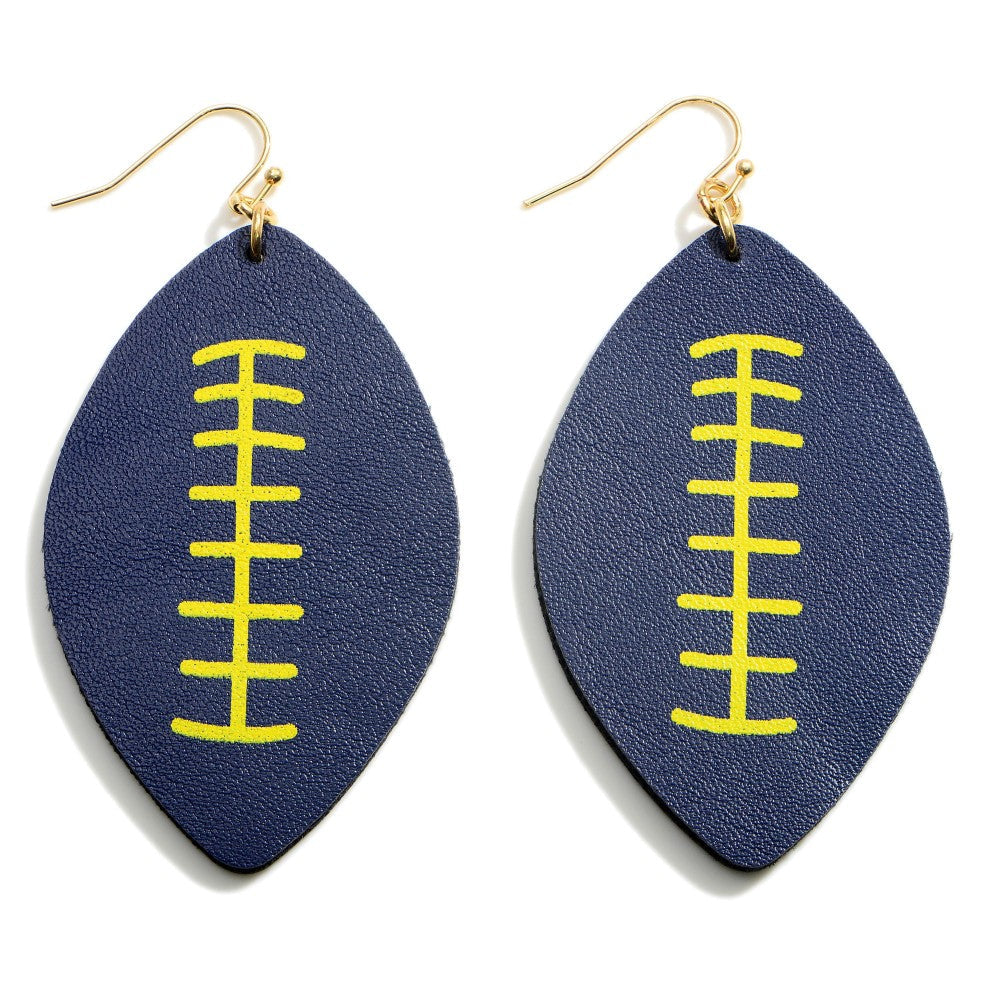 Football Spirit Wear Faux Leather Dangle Earrings in Team Colors S