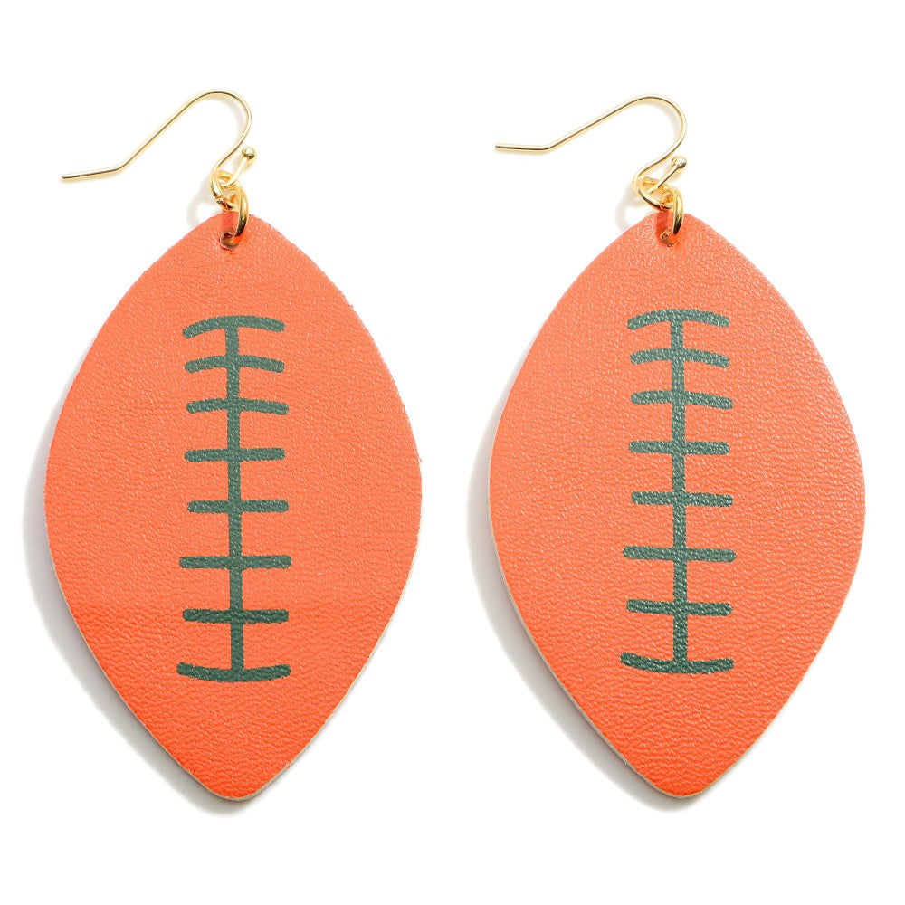 Football Spirit Wear Faux Leather Dangle Earrings in Team Colors S