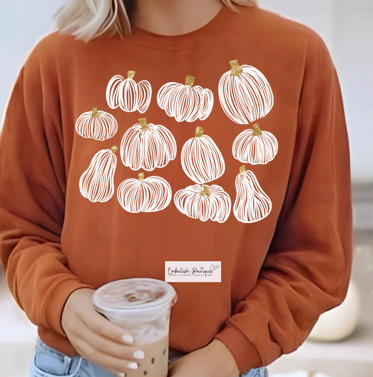 White Sketch Pumpkin Tee or Sweatshirt