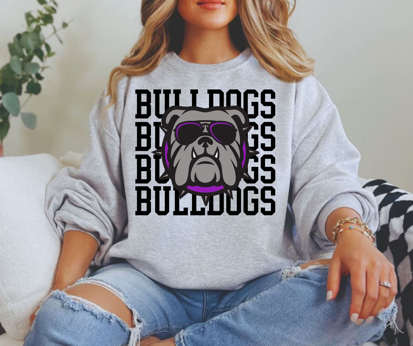 Bulldogs Stacked Name Mascot - 3 colors to choose from - tee, sweatshirt or hoodie