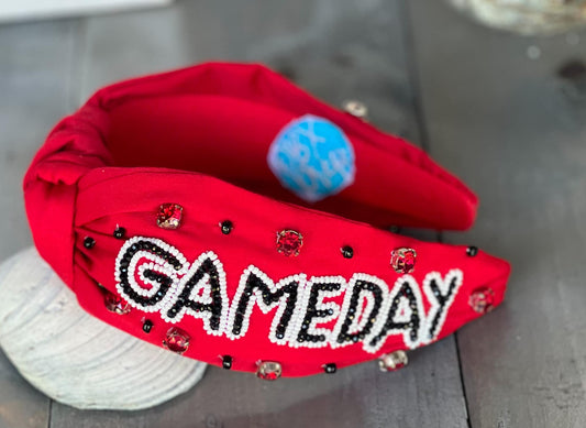 Game Day Seed Beaded Front Knot Headband WS