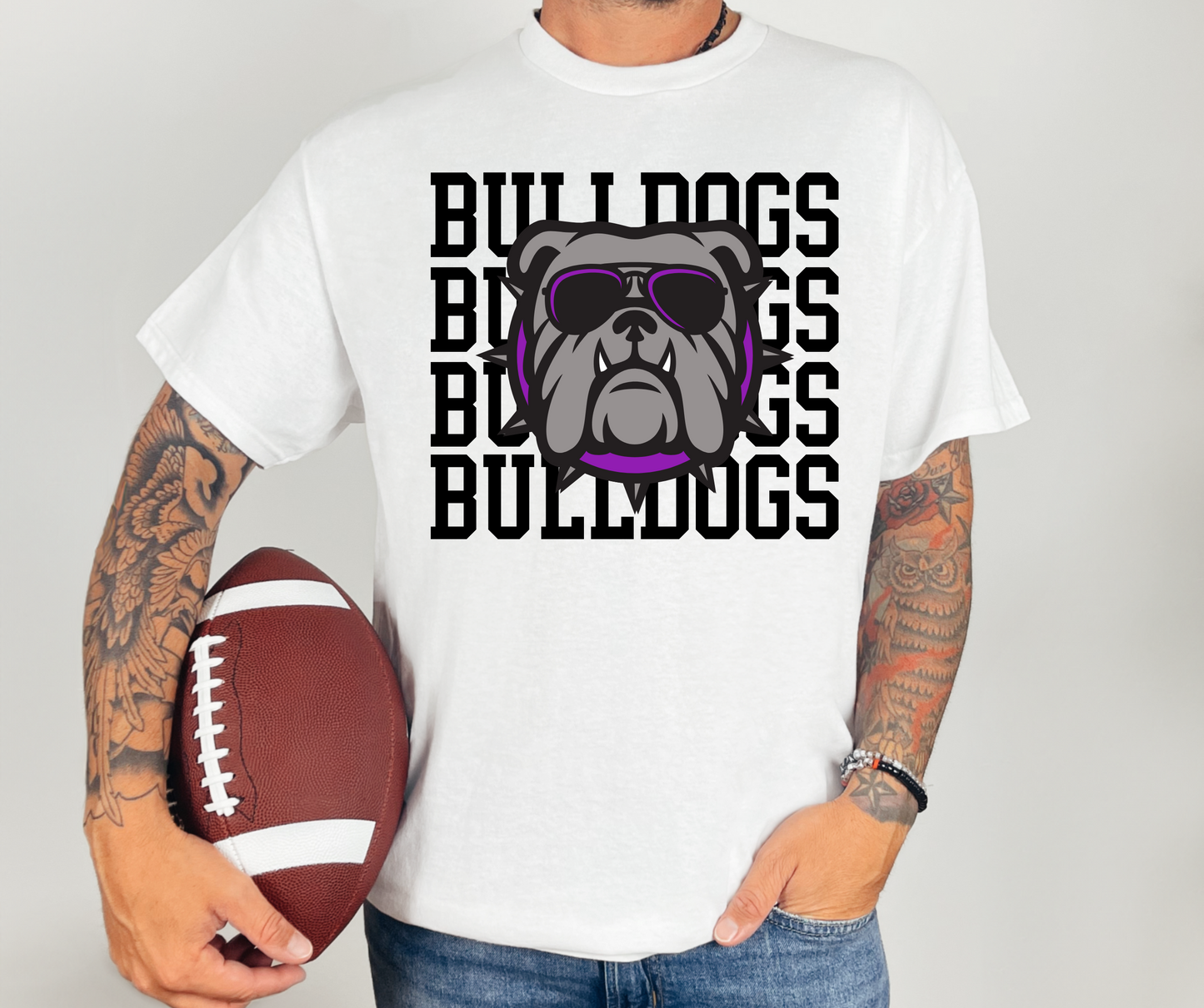 Bulldogs Stacked Name Mascot - 3 colors to choose from - tee, sweatshirt or hoodie