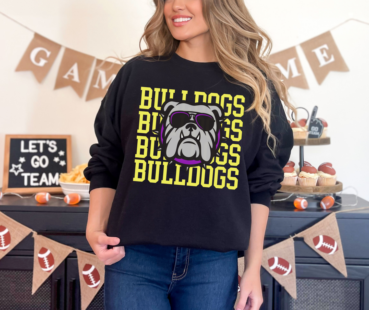 Bulldogs Stacked Name Mascot - 3 colors to choose from - tee, sweatshirt or hoodie