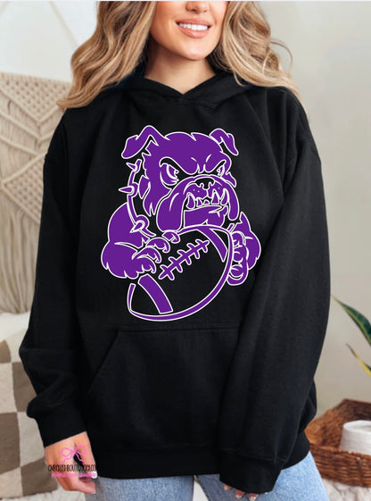 Bulldog Football - tee, sweatshirt or hoodie, Youth and Adult