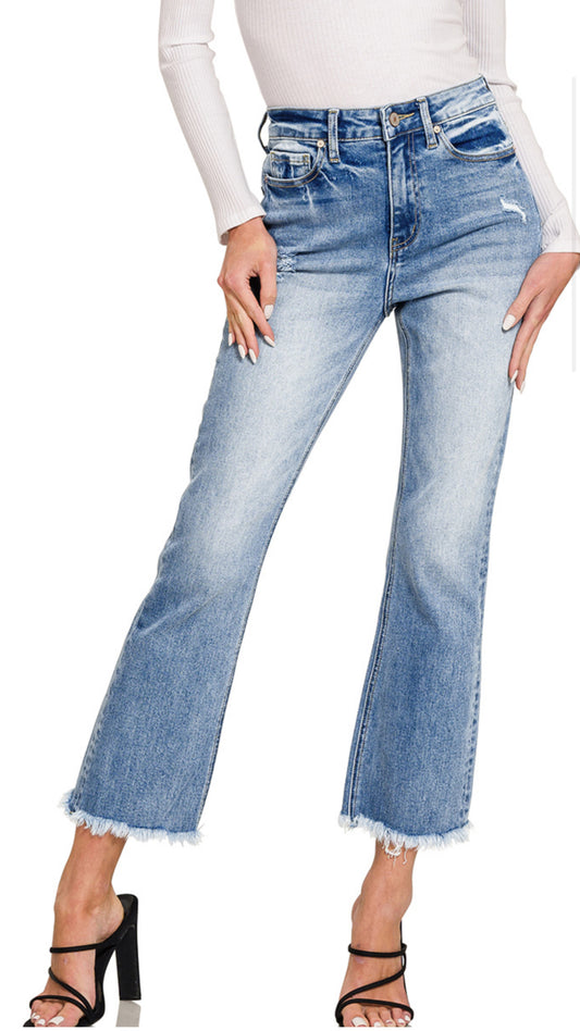 ZENANA high-rise raw hem jeans - Pre-order closes 8/22