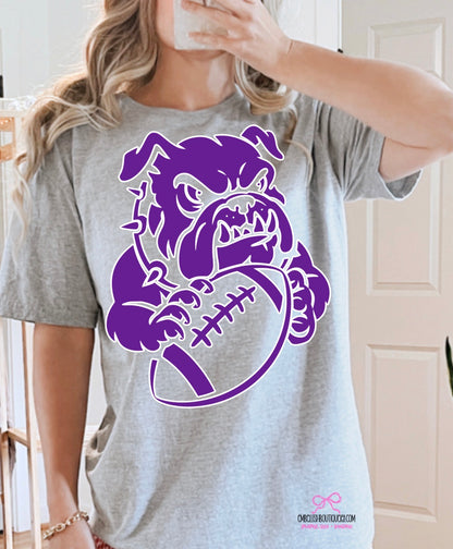 Bulldog Football - tee, sweatshirt or hoodie, Youth and Adult