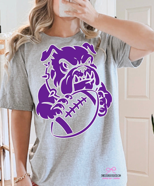 Bulldog Football - tee, sweatshirt or hoodie, Youth and Adult